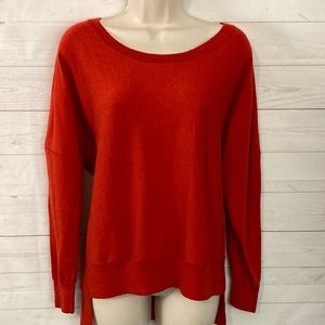 Eileen Fisher Size M Red-Orange Marino Wool High-low Sweater